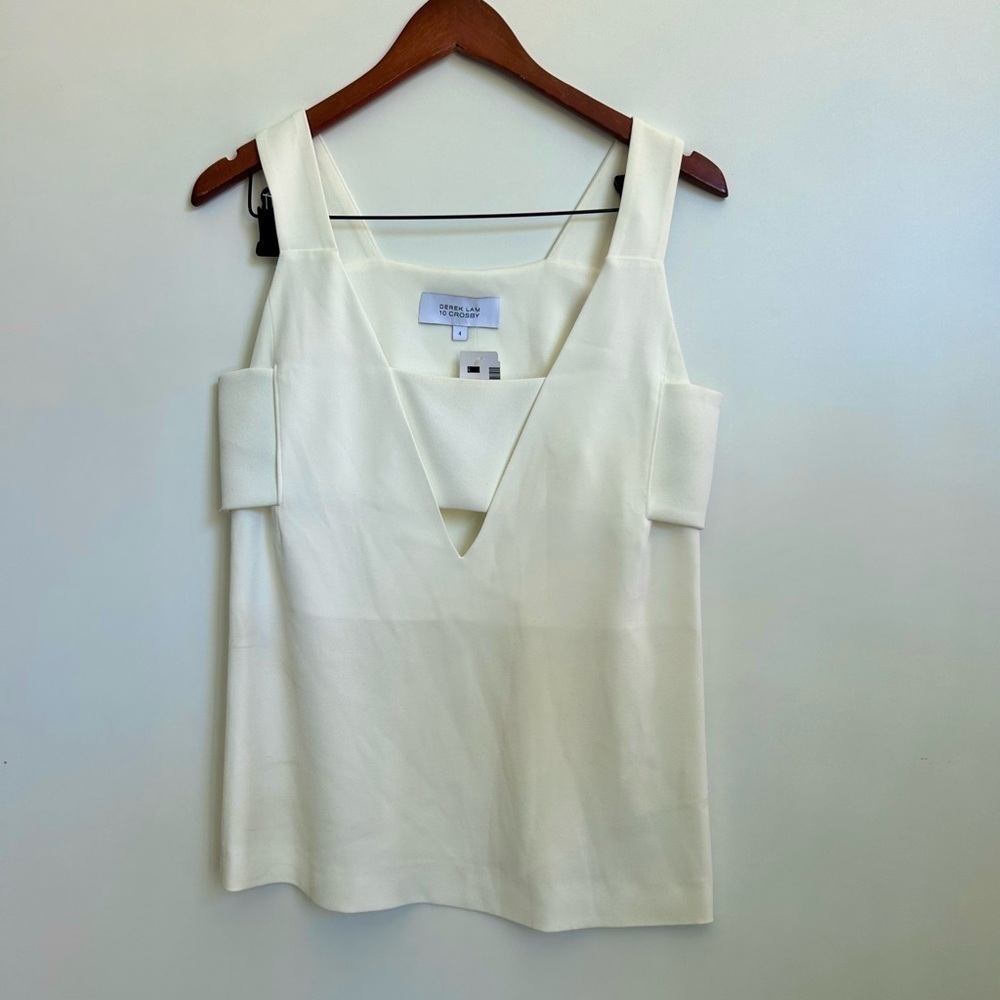 Derek Lam 10 Crosby Women's Sz 4 White Downtown Cut-Out Crepe Tank $455 - Picture 8 of 10